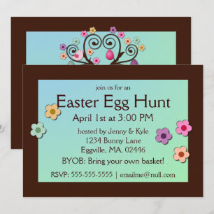 Easter Tree and Flowers Invitation