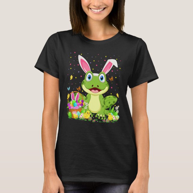 Easter Tree Frog Bunny Egg Hunting Tree Frog Easte T-Shirt (Front)