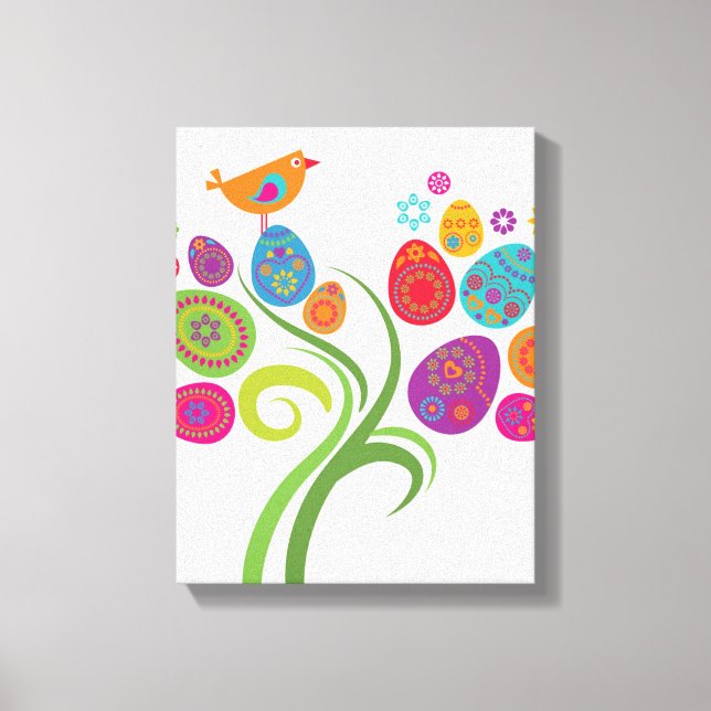 Easter tree with coloured eggs and flowers canvas print (Front)
