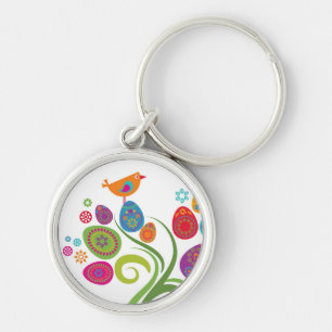 Easter tree with coloured eggs and flowers key ring
