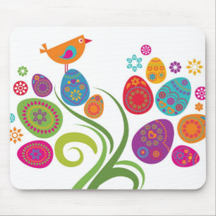 Easter tree with coloured eggs and flowers mouse pad