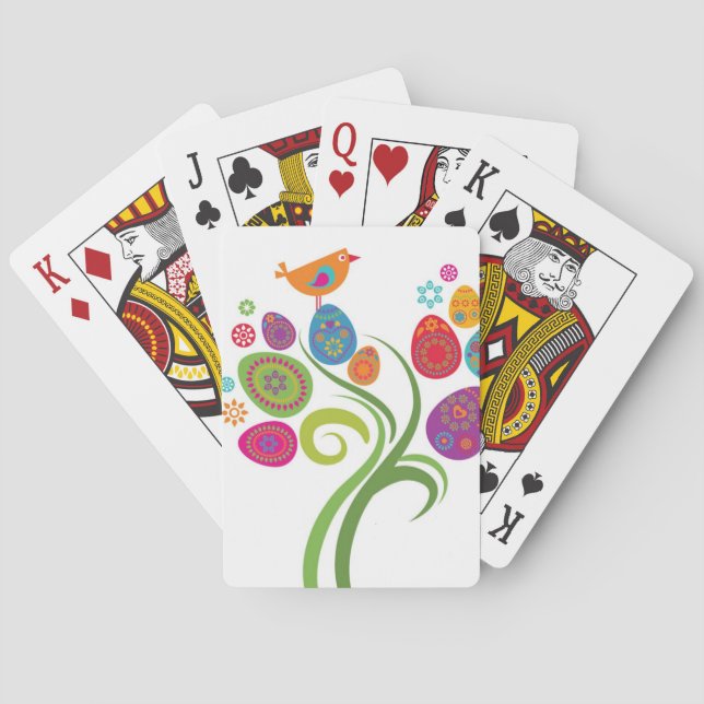 Easter tree with coloured eggs and flowers playing cards (Back)