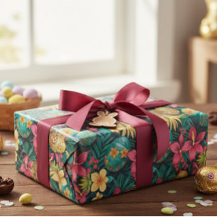 Easter Tropical Spring Leaves Beach Wrapping Paper