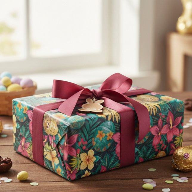 Easter Tropical Spring Leaves Beach Wrapping Paper (Creator Uploaded)