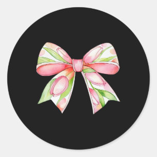 Easter Tulip Coquette Bow Pink Spring Flowers Flor Classic Round Sticker