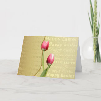 Easter Tulips Gold Typography Holiday Card