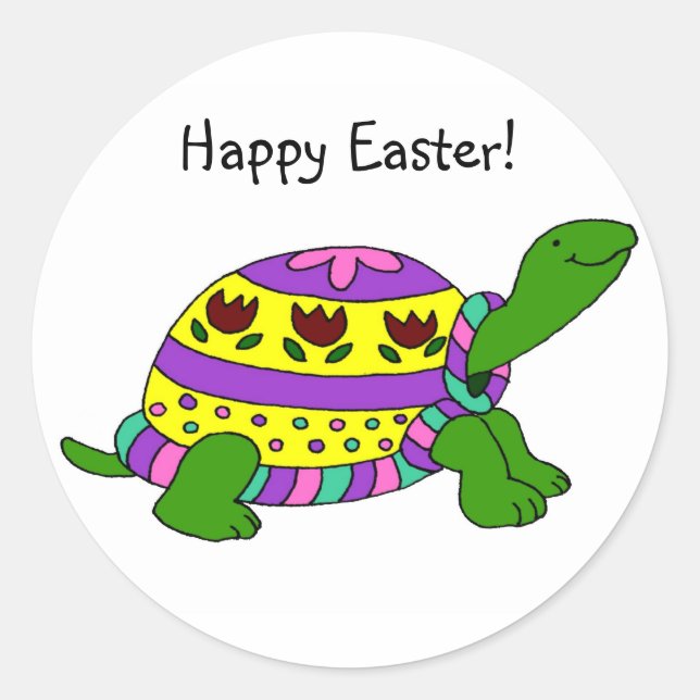 Easter turtle classic round sticker (Front)