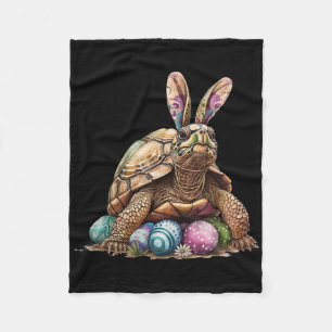 Easter Turtle Easter Turtle Bunny Ears Easter Egg Fleece Blanket