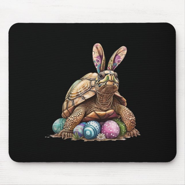 Easter Turtle Easter Turtle Bunny Ears Easter Egg  Mouse Pad (Front)