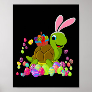 Easter Turtle Lover Bunny Turtle Holding Easter Eg Poster