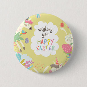 easter unicorn 6 cm round badge