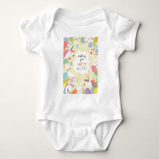 easter unicorn baby bodysuit (Front)