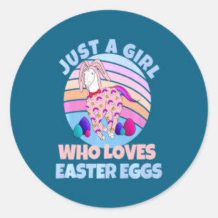 Easter Unicorn Bunny Egg Happy Classic Round Sticker