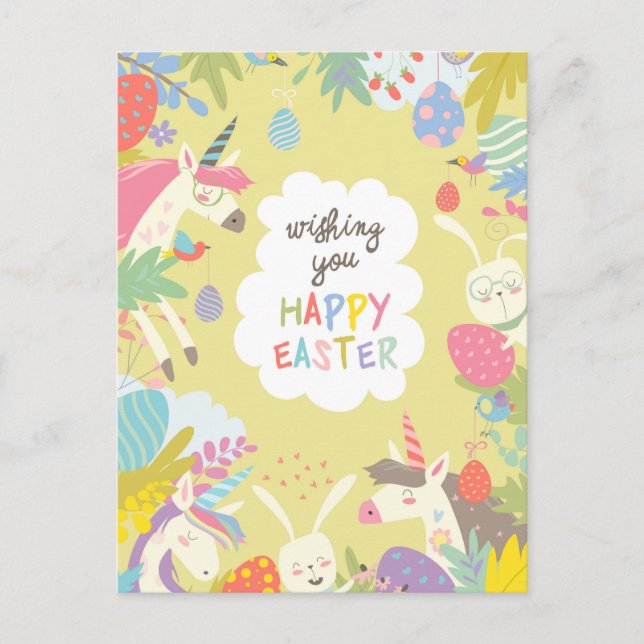 easter unicorn holiday postcard (Front)