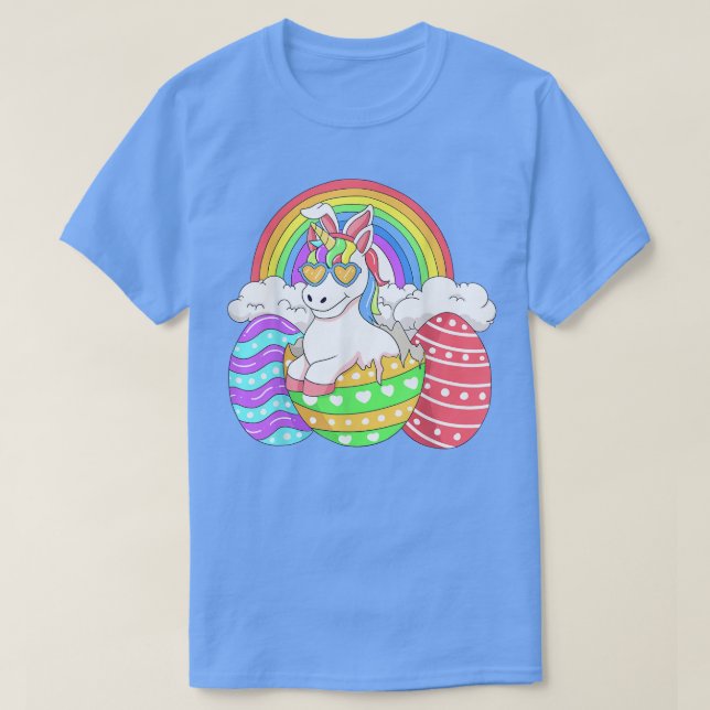 Easter Unicorn Shirt With Eggs Happy Easter Boys G (Design Front)