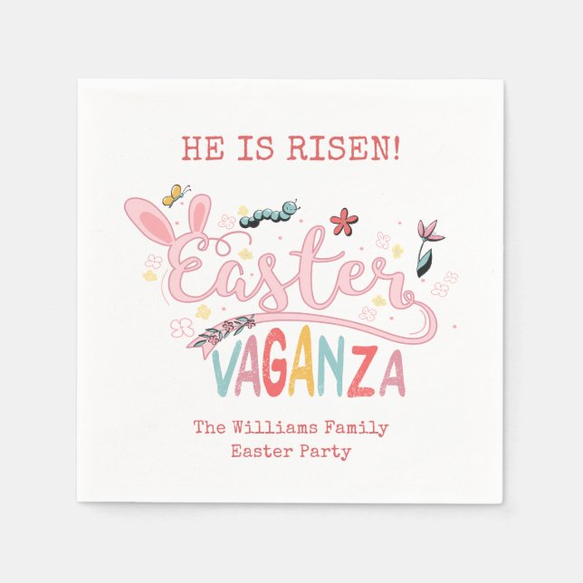 Easter Vaganza Pascua Picnic Easter Bunny Egg Hunt Napkin (Front)