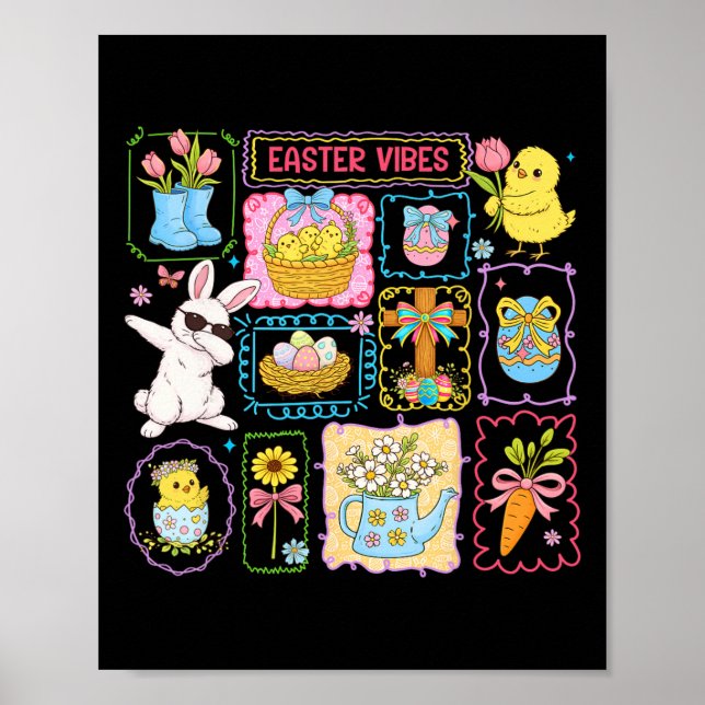 Easter Vibes 2026 Cute Bunny Rabbit Easter Day Wom Poster (Front)