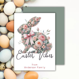 Easter Vibes Bunny Family Greetings Holiday Card