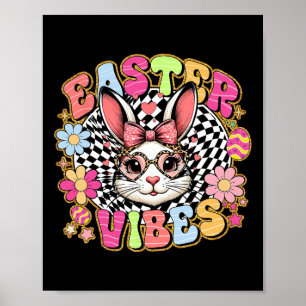 Easter Vibes Floral Bunny Rabbit Egg Coquette Bow Poster
