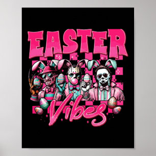 Easter Vibes Funny Easter Horror Characters Family Poster
