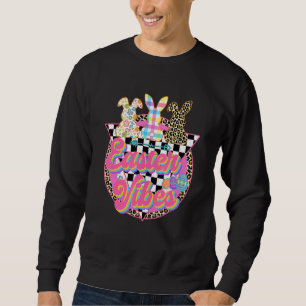 Easter Vibes Leopard Bunny Ears Spring Easter Day  Sweatshirt