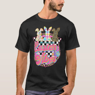 Easter Vibes Leopard Bunny Ears Spring Easter Day T-Shirt