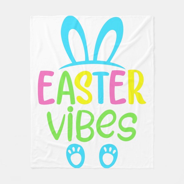 Easter Vibes Pastel Fleece Blanket (Front)