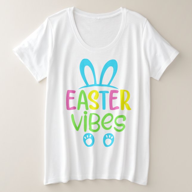 Easter Vibes Pastel Plus Size T-Shirt (Design Front)