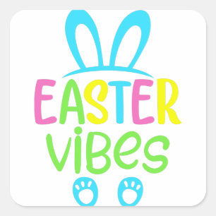 Easter Vibes Pastel Square Sticker