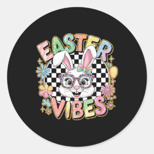 Easter Vibes Rainbow Bunny Coquette Bunny Easter G Classic Round Sticker