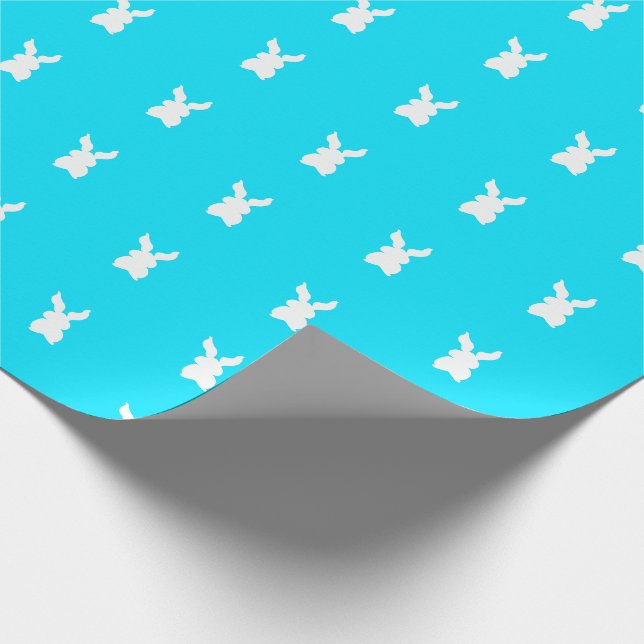 Easter vibrant coral aqua blue bunny pattern wrapping paper (Corner)