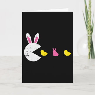 Easter Video Game Bunny Ears Eating Retro Men Boys Card