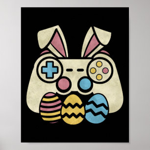 Easter Video Game Bunny Eggs Gaming Gamer Boys Men Poster