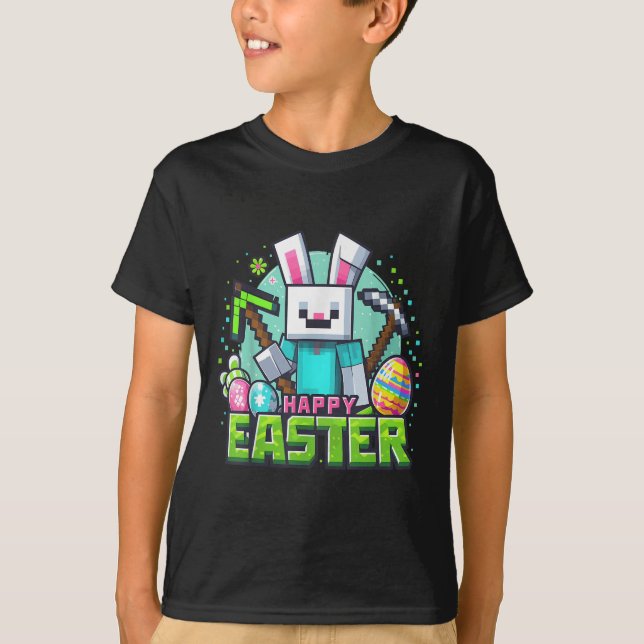 Easter Video Game Bunny Eggs Gaming Gamer Boys Men T-Shirt (Front)