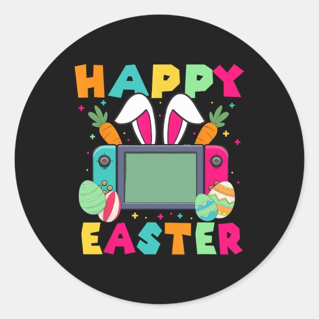 Easter Video Game Bunny Gaming Controller Gamer Bo Classic Round Sticker (Front)