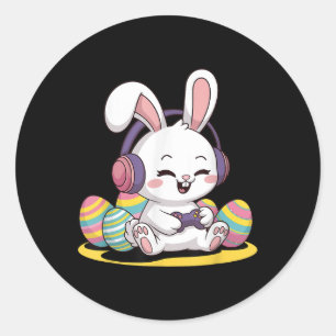Easter Video Game Bunny Gaming Controller Gamer Bo Classic Round Sticker