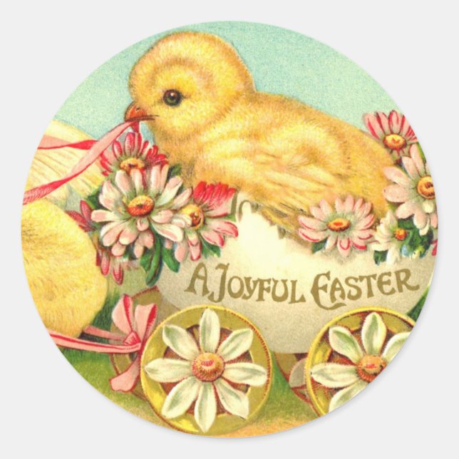 Easter Vintage classic chicks chic Holiday  Round Sticker (Front)