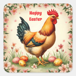 Easter Vintage Holiday Trendy Easter Collection Square Sticker
