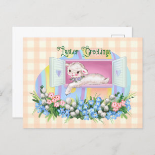 Easter Vintage Inspired Lamb in Egg Postcard