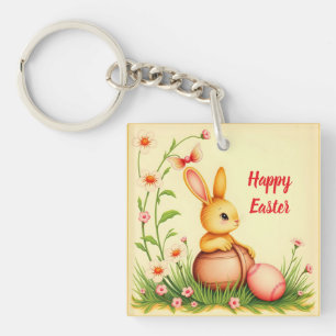 Easter Vintage Rabbit Holiday Collection Key Ring
