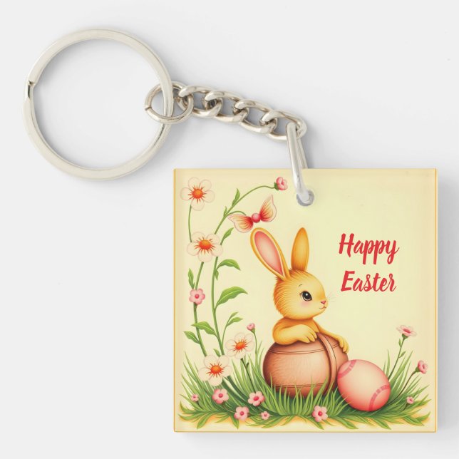 Easter Vintage Rabbit Holiday Collection Key Ring (Front)
