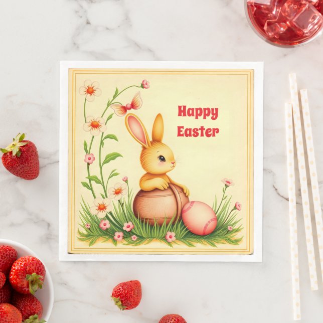 Easter Vintage Rabbit Holiday Collection Napkin (Insitu)