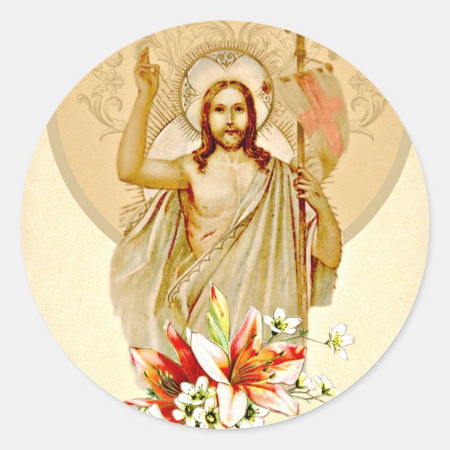 Easter Vintage Resurrection Pascha Religious Classic Round Sticker (Front)