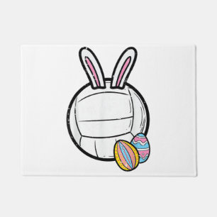 Easter Volleyball Bunny Sports Player Women Girls  Doormat
