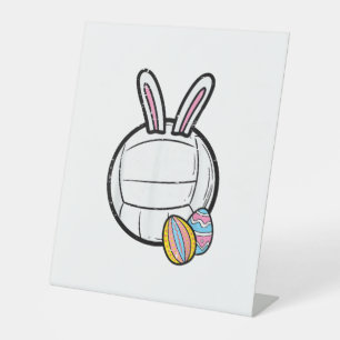 Easter Volleyball Bunny Sports Player Women Girls  Pedestal Sign