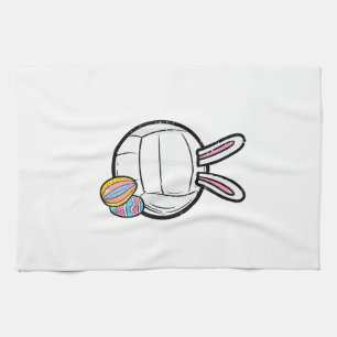 Easter Volleyball Bunny Sports Player Women Girls  Tea Towel