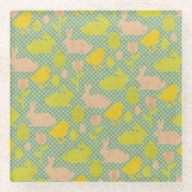 Easter Wallpaper Glass Coaster (Front)
