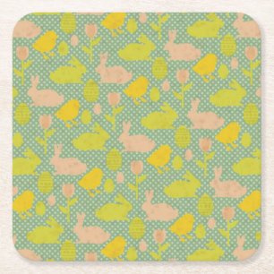 Easter Wallpaper Square Paper Coaster