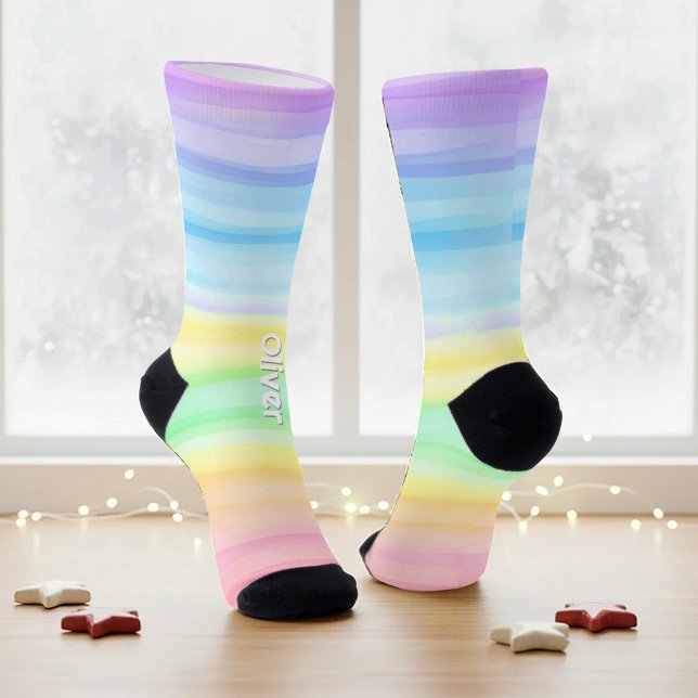 Easter Watercolor Background Name Personalised Socks (Creator Uploaded)