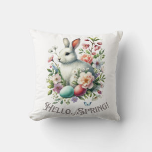 Easter Watercolor Bunny & Eggs Cushion